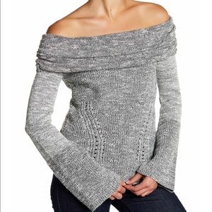 Gray Marbled Sweater Cut Out Back Top Size Small